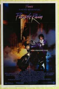 r723 PURPLE RAIN one-sheet movie poster '84 Prince riding motorcycle!