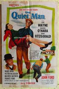 r727 QUIET MAN one-sheet movie poster R57 John Wayne, Maureen O'Hara