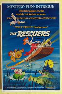 r744 RESCUERS one-sheet movie poster '77 Walt Disney mice cartoon!