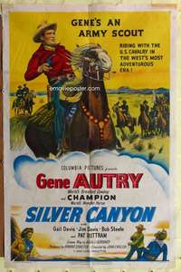 r826 SILVER CANYON one-sheet movie poster '51 Gene Autry rides Champion!
