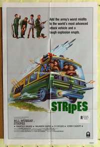 r849 STRIPES rare int'l one-sheet movie poster '81 Bill Murray, Thurston art!