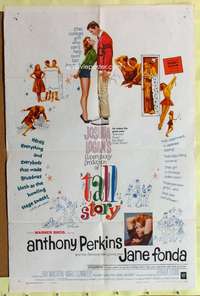 r866 TALL STORY one-sheet movie poster '60 Perkins, Fonda, basketball!