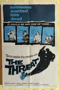 r875 THREAT one-sheet movie poster '60 someone wanted him dead!