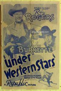 r899 UNDER WESTERN STARS one-sheet movie poster R48 first Roy Rogers!