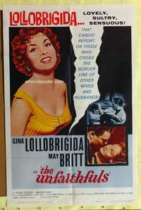r900 UNFAITHFULS one-sheet movie poster '60 Gina Lollobrigida, May Britt