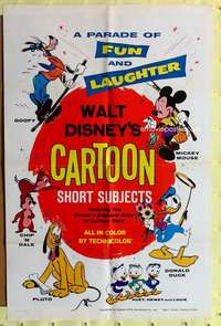 r907 WALT DISNEY'S CARTOON SHORT SUBJECTS one-sheet movie poster '65