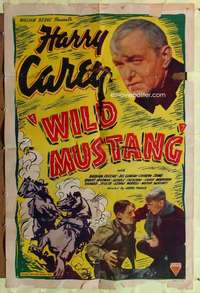 r917 WILD MUSTANG one-sheet movie poster R40s Harry Carey, western!