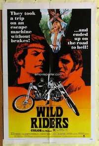 r918 WILD RIDERS one-sheet movie poster '71 bikers on the road to Hell!