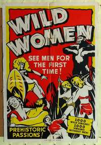 r919 WILD WOMEN one-sheet movie poster '51 bizarre! 1000 wild virgins!