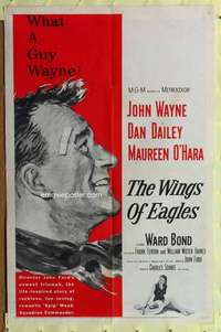 r922 WINGS OF EAGLES one-sheet movie poster '57 John Wayne, Maureen O'Hara