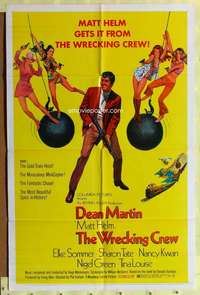 r925 WRECKING CREW one-sheet movie poster '69 Dean Martin as Matt Helm!