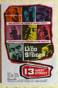 s004 13 WEST STREET one-sheet movie poster '62 Alan Ladd, Rod Steiger