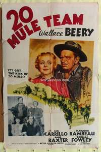 s005 20 MULE TEAM style C one-sheet movie poster '40 Wallace Beery, Carillo