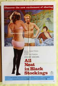 s023 ALL NEAT IN BLACK STOCKINGS one-sheet movie poster '69 English sex!