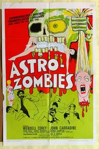 s041 ASTRO-ZOMBIES one-sheet movie poster '68 great wild horror image!