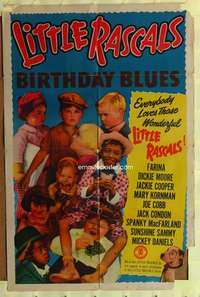 s071 BIRTHDAY BLUES one-sheet movie poster R50s Little Rascals, Our Gang!