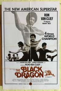 s076 BLACK DRAGON one-sheet movie poster '74 Ron Von Cliff, martial arts!