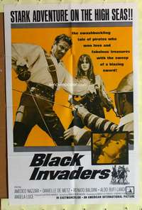 s077 BLACK INVADERS one-sheet movie poster '63 AIP Italian adventure!