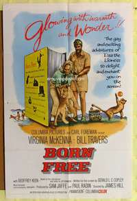 s098 BORN FREE one-sheet movie poster '66 Virginia McKenna, Travers, lion!