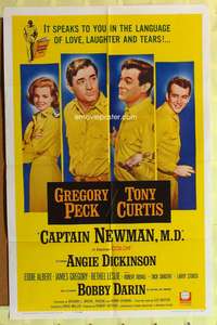 s147 CAPTAIN NEWMAN MD one-sheet movie poster '64 Greg Peck, Tony Curtis