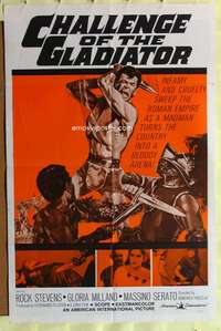 s176 CHALLENGE OF THE GLADIATOR one-sheet movie poster '65 bloody arena!