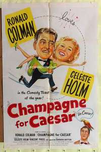 s180 CHAMPAGNE FOR CAESAR one-sheet movie poster '50 Ronald Colman, Holm
