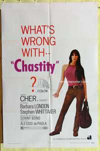 s191 CHASTITY one-sheet movie poster '69 AIP, hitchhiking image of Cher!