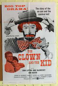 s200 CLOWN & THE KID one-sheet movie poster '62 big-top circus crime!