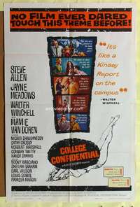 s206 COLLEGE CONFIDENTIAL one-sheet movie poster '60 Mamie Van Doren