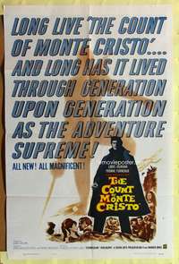 s216 COUNT OF MONTE CRISTO one-sheet movie poster '62 Louis Jourdan
