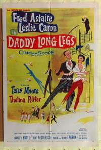 s229 DADDY LONG LEGS one-sheet movie poster '55 Fred Astaire, Caron