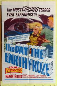 s234 DAY THE EARTH FROZE one-sheet movie poster '59 most chilling terror!