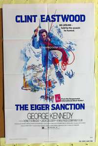s293 EIGER SANCTION one-sheet movie poster '75 Clint Eastwood, climbing!