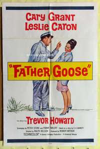 s308 FATHER GOOSE one-sheet movie poster '65 Cary Grant, Leslie Caron