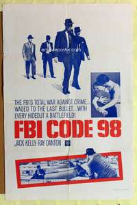 s309 FBI CODE 98 military one-sheet movie poster '63 Jack Kelly, Ray Danton