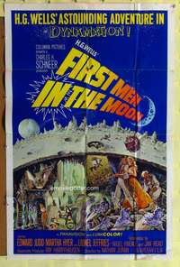 s322 FIRST MEN IN THE MOON one-sheet movie poster '64 Ray Harryhausen