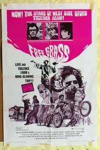 s343 FREE GRASS one-sheet movie poster '69 wild mind-blowing pot trip!
