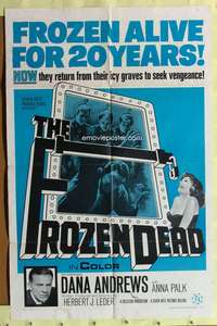 s349 FROZEN DEAD one-sheet movie poster '66 Dana Andrews, icy graves!