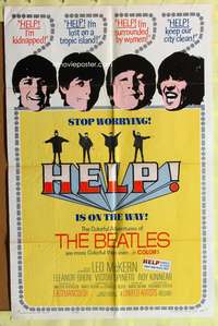 s423 HELP one-sheet movie poster '65 The Beatles, rock & roll classic!