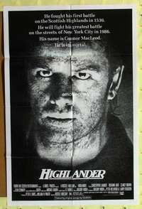 s434 HIGHLANDER one-sheet movie poster '86 Christopher Lambert, Connery