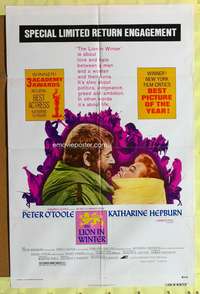 s510 LION IN WINTER one-sheet movie poster R75 Kate Hepburn, Peter O'Toole