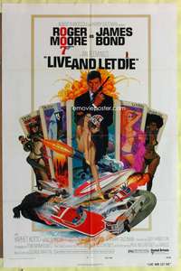 s522 LIVE & LET DIE west hemi one-sheet movie poster '73 Moore as James Bond!