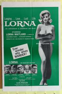 s534 LORNA one-sheet movie poster '64 super sexy, Russ Meyer classic!