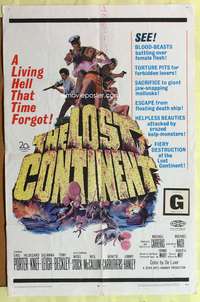 s535 LOST CONTINENT one-sheet movie poster '68 Hammer English sci-fi!