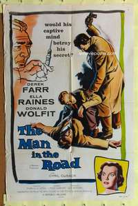 s554 MAN IN THE ROAD one-sheet movie poster '57 Ella Raines, English!