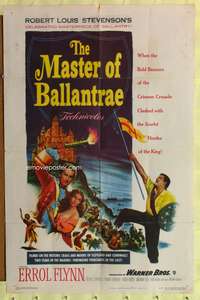s564 MASTER OF BALLANTRAE one-sheet movie poster '53 Errol Flynn, Scotland!