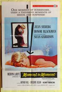 s571 MOMENT TO MOMENT one-sheet movie poster '65 pretty Jean Seberg!
