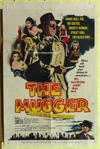 s580 MUGGER one-sheet movie poster '58 Ed McBain street crime film noir!