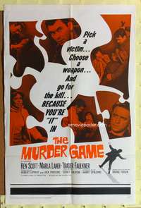 s581 MURDER GAME one-sheet movie poster '65 Ken Scott, Marla Landi