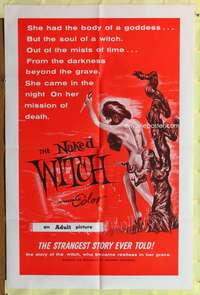 s587 NAKED WITCH one-sheet movie poster '64 great wacky image!